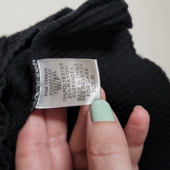 White Birch - Long Sleeve Solid Rib Knit Lace Trim Button Up Henley Top - Picture 6 of 8